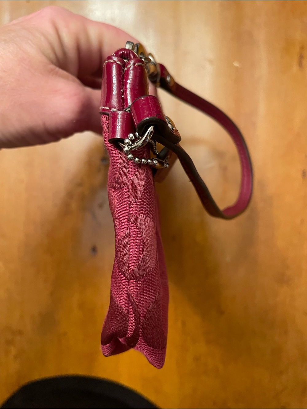 Coach Signature Jacquard Wristlet in Wine - Picture 5 of 7